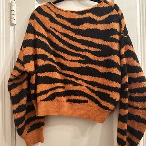 Mango tiger print boatneck sweater